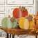 Distressed Chunky Wooden Feed Sack Stripe Pumpkin w/Leaves Sitter, 3 Asstd. 91182;