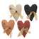 Stuffed Rustic Primitive Heart with Safety Pin Ornament - 4 Asstd.
