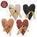 Stuffed Rustic Primitive Heart with Safety Pin Ornament - 4 Asstd.