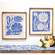 Blue Flower on Natural Background Frayed Edge Print 18in. X 16in.