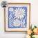 Blue Flower on Natural Background Frayed Edge Print 18in. X 16in.