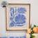 Natural Flower on Blue Background Frayed Edge Print 18in. X 16in.
