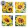 4/Set - Watercolor Sunflower Coasters & Holder