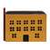 Distressed Yellow Saltbox with Chimney Block, #39123