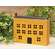 Distressed Yellow Saltbox with Chimney Block, #39123