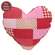 Vintage Patchwork Heart Pillow - 10"H