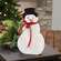 Rustic Wood Snowman Sitter With Red Velvet Scarf
