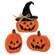 3 Set - Hand Carved Jack O Lantern Sitters