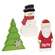 3 Set - Hand Carved Wooden Merry Santa, Snowman, & Tree Sitters