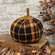 Mossy Orange & Black Plaid Pumpkin - 8"H