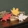 Hand Carved Wooden Fall Leaf Sitters, 3/Set