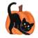 Hand Carved Wooden Black Cat Pumpkin Sitter