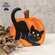 Hand Carved Wooden Black Cat Pumpkin Sitter
