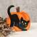 Hand Carved Wooden Black Cat Pumpkin Sitter