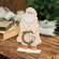 Glittered Ivory Wooden Santa With Wreath on BaseGlittered Ivory Wooden Santa With Wreath on Base
