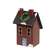 Wooden Snowy Red Double Chimney Saltbox House - 6"H