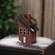 Wooden Snowy Slant Roof Red Saltbox House - 5.75"H