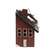 Wooden Snowy Slant Roof Red Saltbox House - 5.75"H