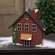 Wooden Snowy Red Christmas House - 10.5"H
