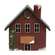 Wooden Snowy Red Christmas House - 10.5"H