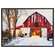 Cozy Christmas Barn with Cow Framed Canvas - 16.5x12.5