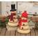 Resin Melting Top Hat Snowman With Burgundy Scarf - 7"H