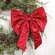Red Plush Christmas Bow - 13.5"H
