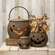 3 Set - Hammered Rust Metal Jack O Lantern Cauldrons with Lids