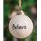 Believe White Enamel Ornament;