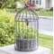 #QX19264 Graywash Metal Birdcage With Basket Planter