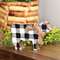 Black & White Gingham Check Chunky Wooden Cow 90995;