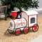 All aboard the Merry Christmas Train! This vintage-inspired metal train boasts classic white, red, and green Christmas colors and reads, "Merry Christmas" in red lettering. The train engine measures 15.75" high by 8.75" wide by 26" long.