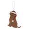 Santa Dog Wooden Ornament;