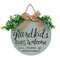 Grandkids Always Welcome Round Sign w/Greenery