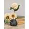 Distressed Black Wood Round Flower Holder #35965