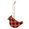 Red & Black Buffalo Check Cardinal Ornament #36422