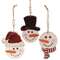 Weathered Wood Look Beaded Snowman w/Hat Ornament, 3 Asstd. #36243