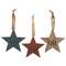 3/Set, Faith, Love, Joy Primitive Star Ornaments