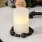 Black Distressed Wood Oval Bead Candle Ring 36120;