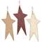 Distressed Burgundy, Cream or Ivory Primitive Star Ornament, 3 Asstd.