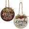 Hello Santa/Candy Canes Button Holly Ornament, 2 Asstd. #36706