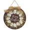 Happy Easter White Easter Egg Wreath Round Sign with Burlap Bow #36833