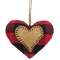 Red & Black Buffalo Check Heart Fabric Stitched Ornament
