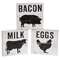 Bacon, Eggs, Milk Silhouette Square Block, 3 Asstd.