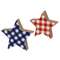2 Set, Blue & Red Plaid Wooden Stars