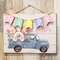Happy Easter Banner Bunny Truck Hanging Wood Sign 91135;