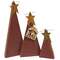 3/Set, Distressed Rustic Wood Red Christmas Trees