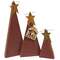 3/Set, Distressed Rustic Wood Red Christmas Trees #36656