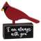 Wooden Cardinal on "I Am Always With You" Base