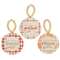 Thankful Grateful Gratitude Plaid Beaded Round Ornament, 3 Asstd.
